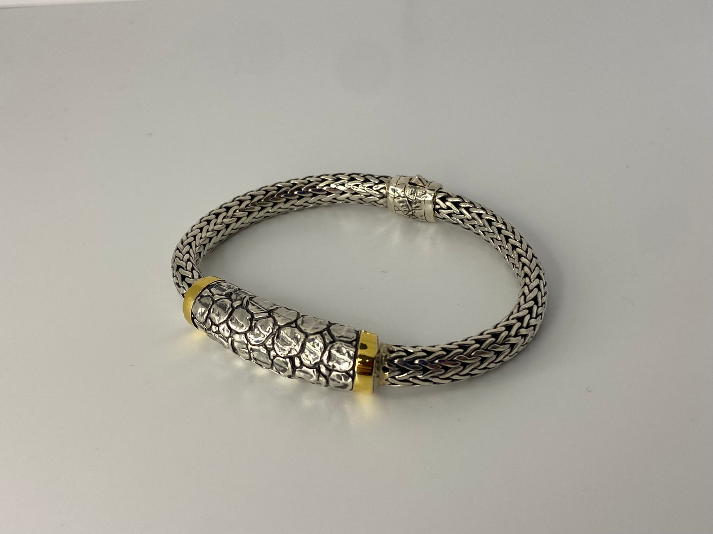 Gold and Silver Bracelet with Crocodile Motif