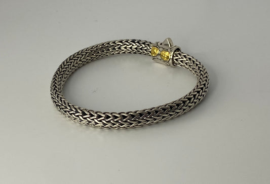 Gold & Silver Chain Bracelet with Crocodile Motif and Spring Lock Clasp