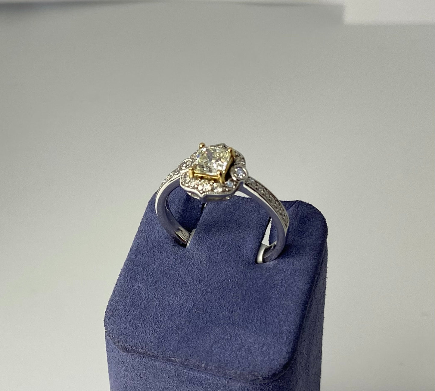 Princess-Cut Two-Tone Natural Diamond Ring