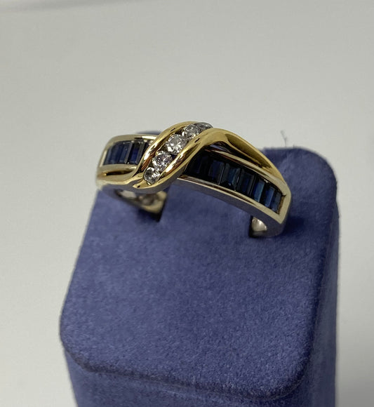 Two-Tone Natural Sapphire and Diamond Ring