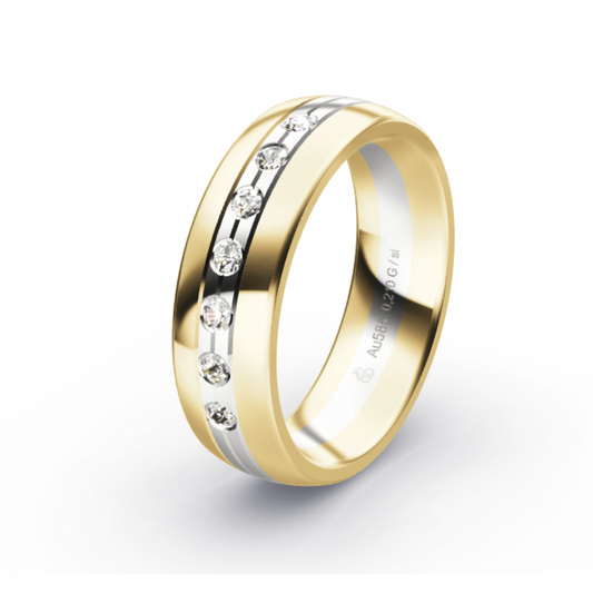 Wedding Band 14k White and Yellow Gold with Diamonds
