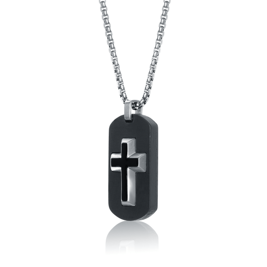 Stainless Steel Cross Dog Tag Pendant